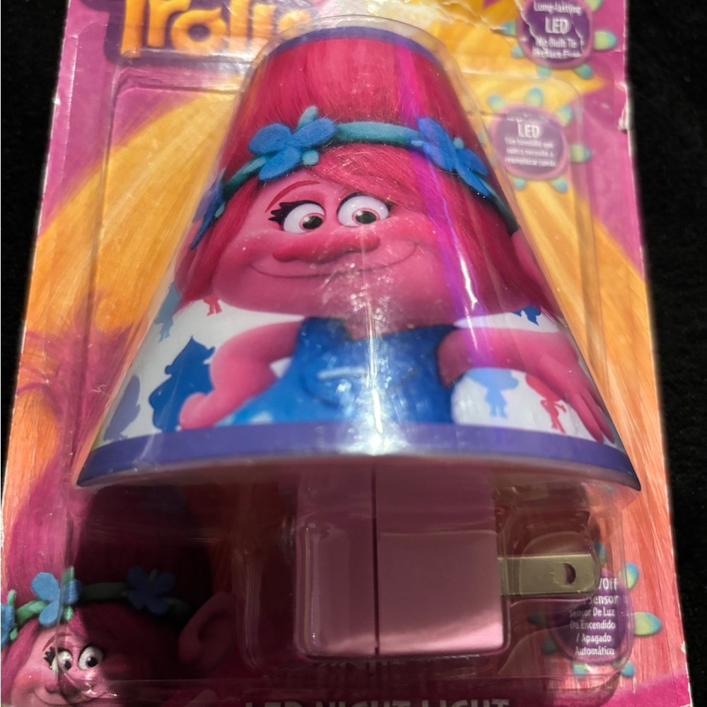 Trolls Night Light with Pink and Blue Design with LED Bulb . New Factory sealed